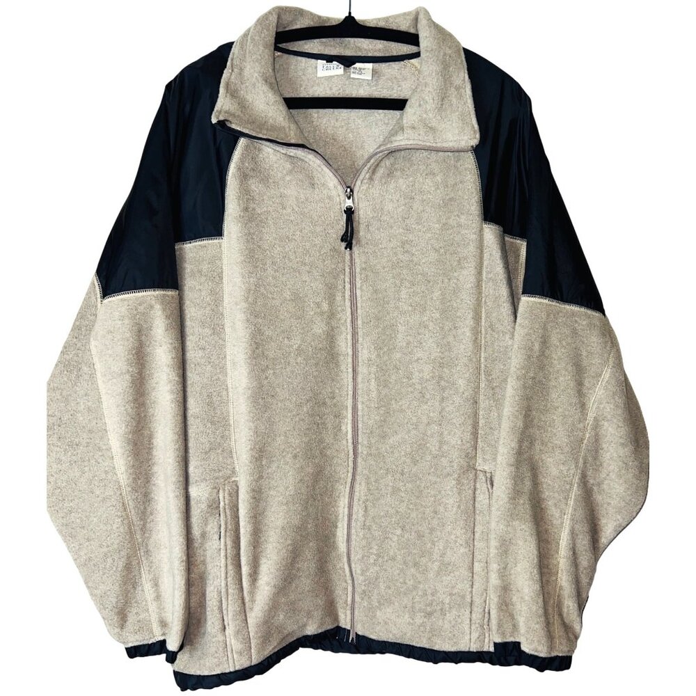 Falls Creek 2X Gray & Black Zip-Up Fleece Jacket With Pockets Polyester Blend